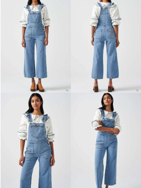 Seventy + Mochi Denim - Anthropologie Seventy + Mochi Elodie Frill Dungaree - Rodeo Vintage - Size 8